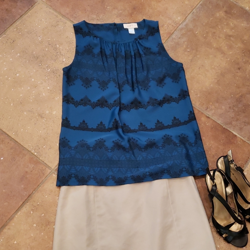 LOFT Petite Blue and Black tank